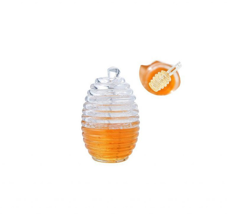 ظرف عسل خوری اکریلیک متالیک نشکن قاشق دار طرح کندو