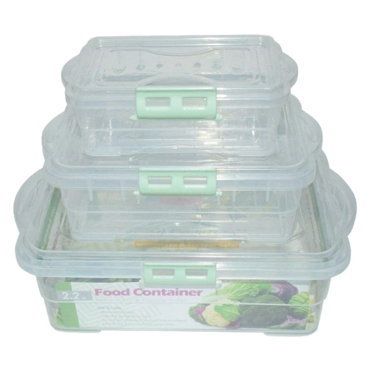 ست ظرف نگهدارنده 3 تکه ویرا آبی نعنایی